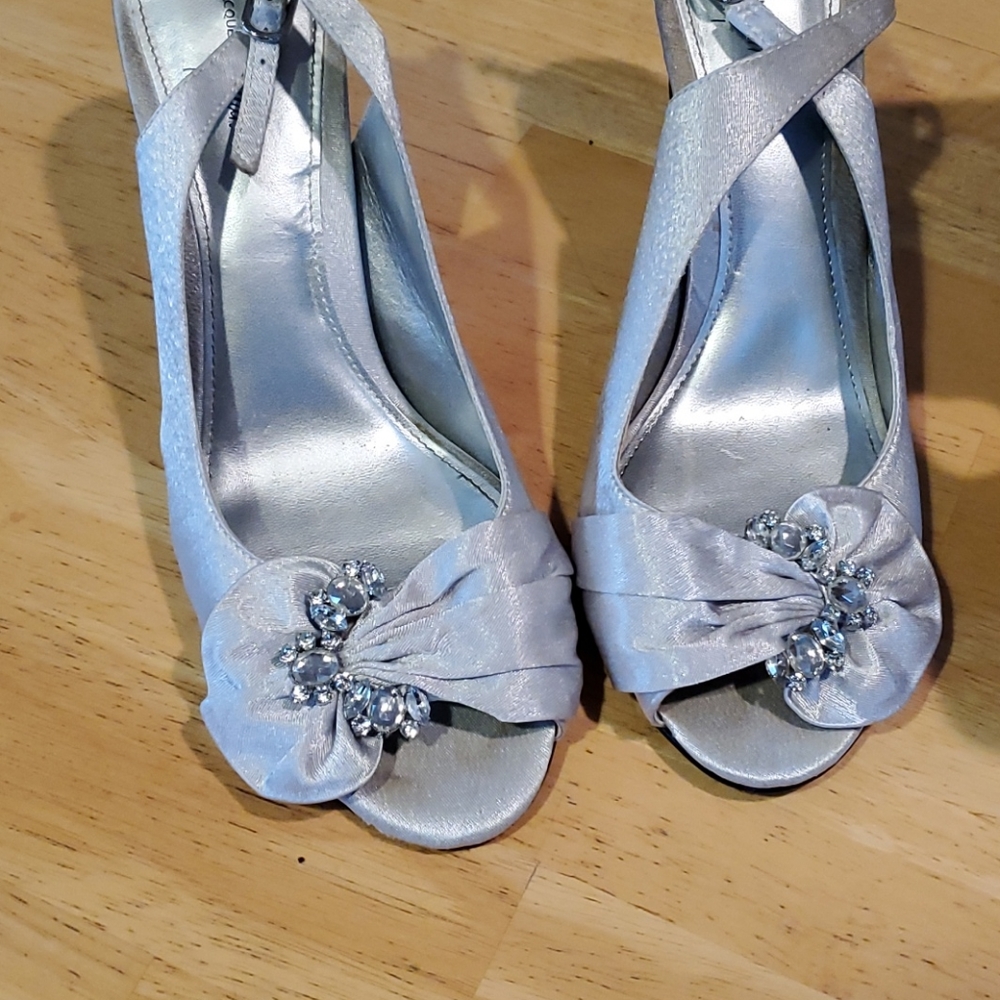 Silver sling backs